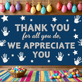 thumbnail image 7 of LUUFILx Blue Background Thank You Banner with Handprint and Star Elements Appreciation Party Decorations, 7 of 7