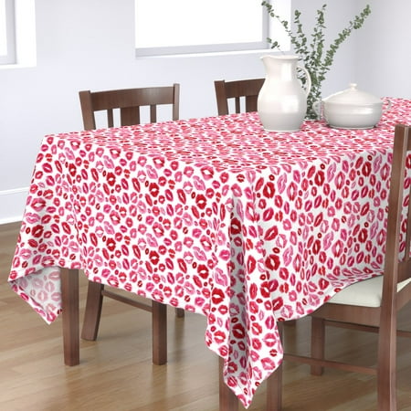 

Cotton Sateen Tablecloth 70 Square - Love Lips Red Valentine Beauty Lipstick Kisses Watercolor Valentines Day Girly Makeup Print Custom Table Linens by Spoonflower