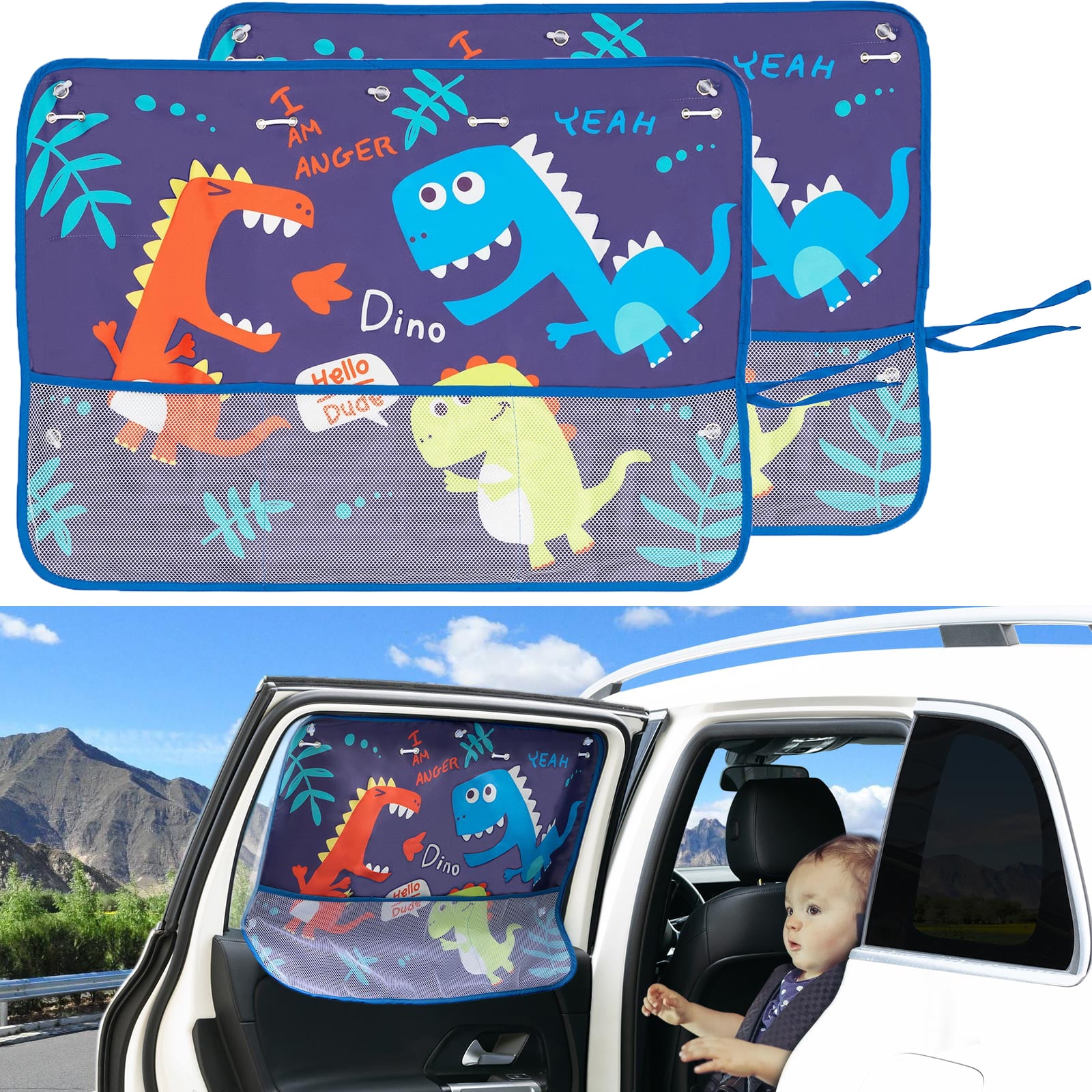 2pcs Side Window Sunshade Car Privacy Curtain For Baby Kids Sun UV Ray