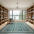 thumbnail image 2 of ODIKA 9'x12' Teal Blue Ocean Inspired Geometric Washable Area Rug Intricate Medallion Motifs with Decorative Chain for Dining Room, Basement, Large Office, Non-Slip Chair-Friendly, 2 of 7