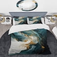 thumbnail image 2 of Designart "Abstract Marble Waterfall in Gold and Green VI" Abstract Painting Bedding Covert Set - Abstract Gold Modern Bed Set With 2 Shams, 2 of 5