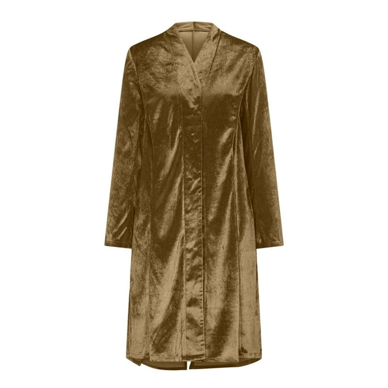 ZOE / ゾーイ　LUCKY LONG SLIT COAT lcziwo Women's Velvet Open Front Long Trench Coat Back High