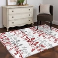 thumbnail image 3 of Area Rugs 2.7'x5', Red Grey Botanical Carpet for Living Room Bedroom Dining Room, Spring Floral Summer Farmhouse Throw Kitchen Rugs Non Slip Washable Rectangle Indoor Outdoor Rugs, 3 of 8