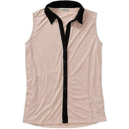 French Laundry Women's Plus-Size Retro Dot Collared Hi-Low Top