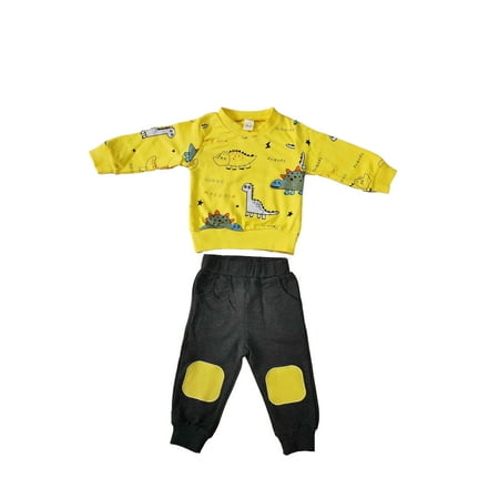 

Lieserram Toddler Kid Baby Boys Clothes Long Sleeve Dinosaur Top Pullover Sweatshirt Long Pants 2Pcs Casual Outfits 6M-4Y