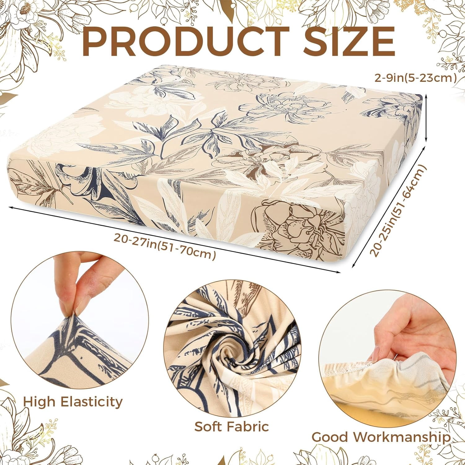 8 Pcs Stretch Printed Sofa Cushion Covers Outdoor Floral Couch Covers Replacement Outdoor Couch and Sofa Slipcovers, for Patio Furniture Cushion Washable Reusable Furniture Protector(Classic)