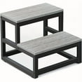 thumbnail image 5 of 2-Tier Heavy-Duty Metal Step Stool, Folding A-Frame Ladder with Wide Base for Adults, Non-Slip Indoor Outdoor Use in Kitchen Bathroom Bedroom, Portable Foot Stool for Seniors, 5 of 7