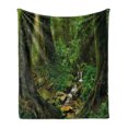 thumbnail image 1 of Nature Soft Flannel Fleece Throw Blanket, Wonderland Forest Nepal Jungle Rainforests Habitat Wild Primeval Picture Print, Cozy Plush for Indoor and Outdoor Use, 70" x 90", Green, by Ambesonne, 1 of 6