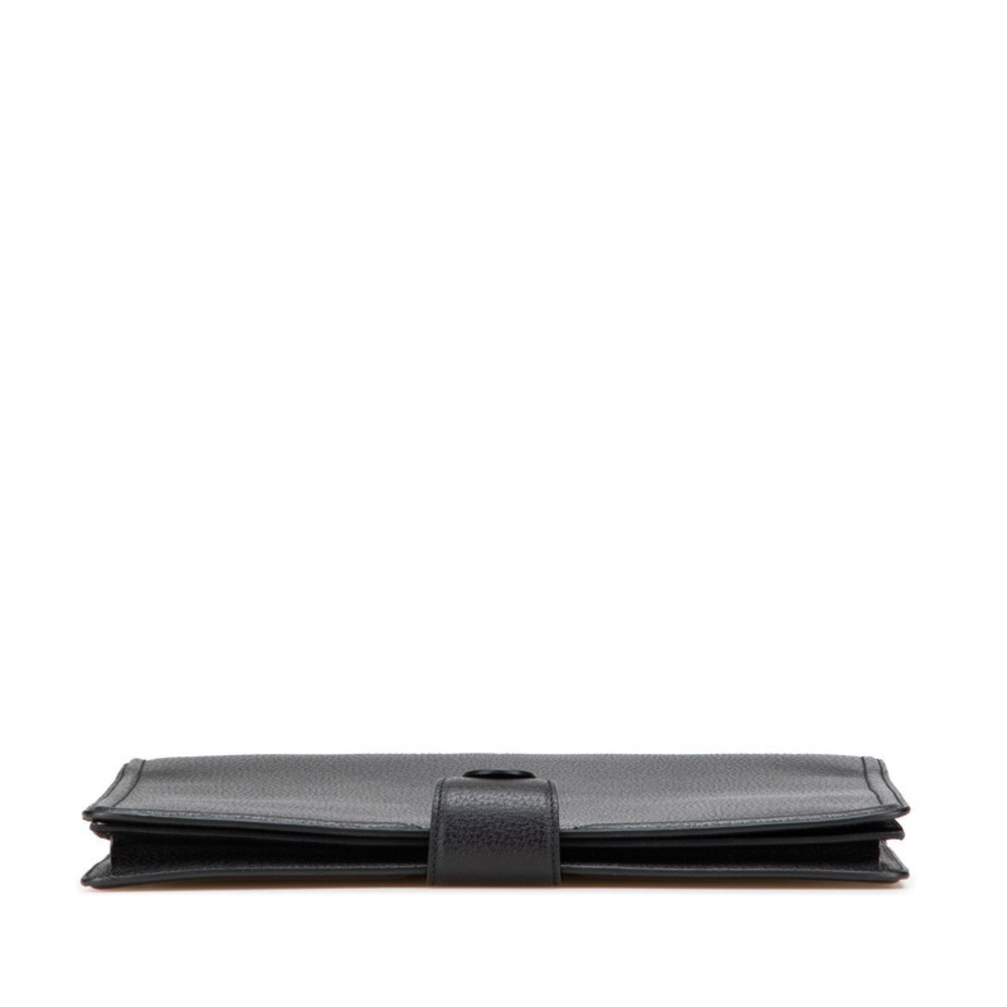 Pre-Owned Gucci Cat Head Briefcase Clutch Bag 495655 Black Leather Men's GUCCI (Good)