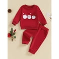 thumbnail image 2 of aturustex Little Girls Boys 2Pcs Christmas Tracksuits Outfits 6M 12M 18M 2T 3T 4T Toddler Baby Long Sleeve Sweatshirt Embroidery Crew Neck Pullovers TFashion Loose Casual Fall Winter Clothes, 2 of 7