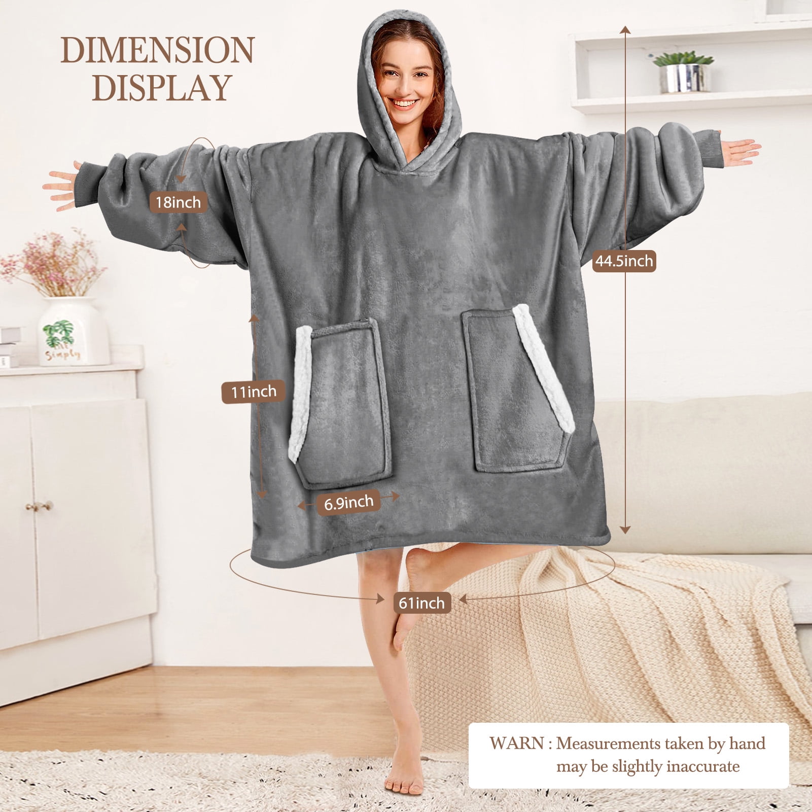 Wearable Blanket Hoodie, Comfy Oversized Flannel Blanket Hoodie for Adults  - Lifewit – Lifewitstore