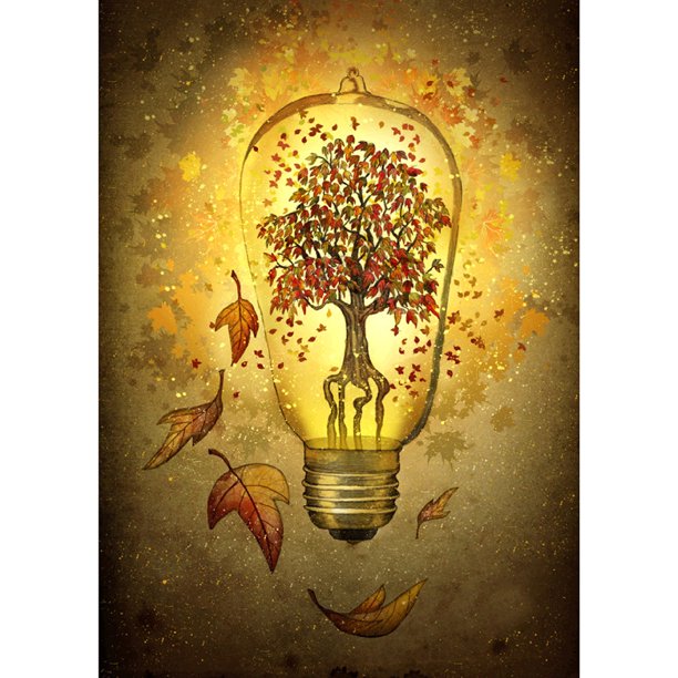 Pintura de diamante (DB6337) Trabajo hecho a mano Cuadrado DIY Árbol Bombilla Luz 5D Kit Craft 45x60cm Hugtrwg Para estrenar