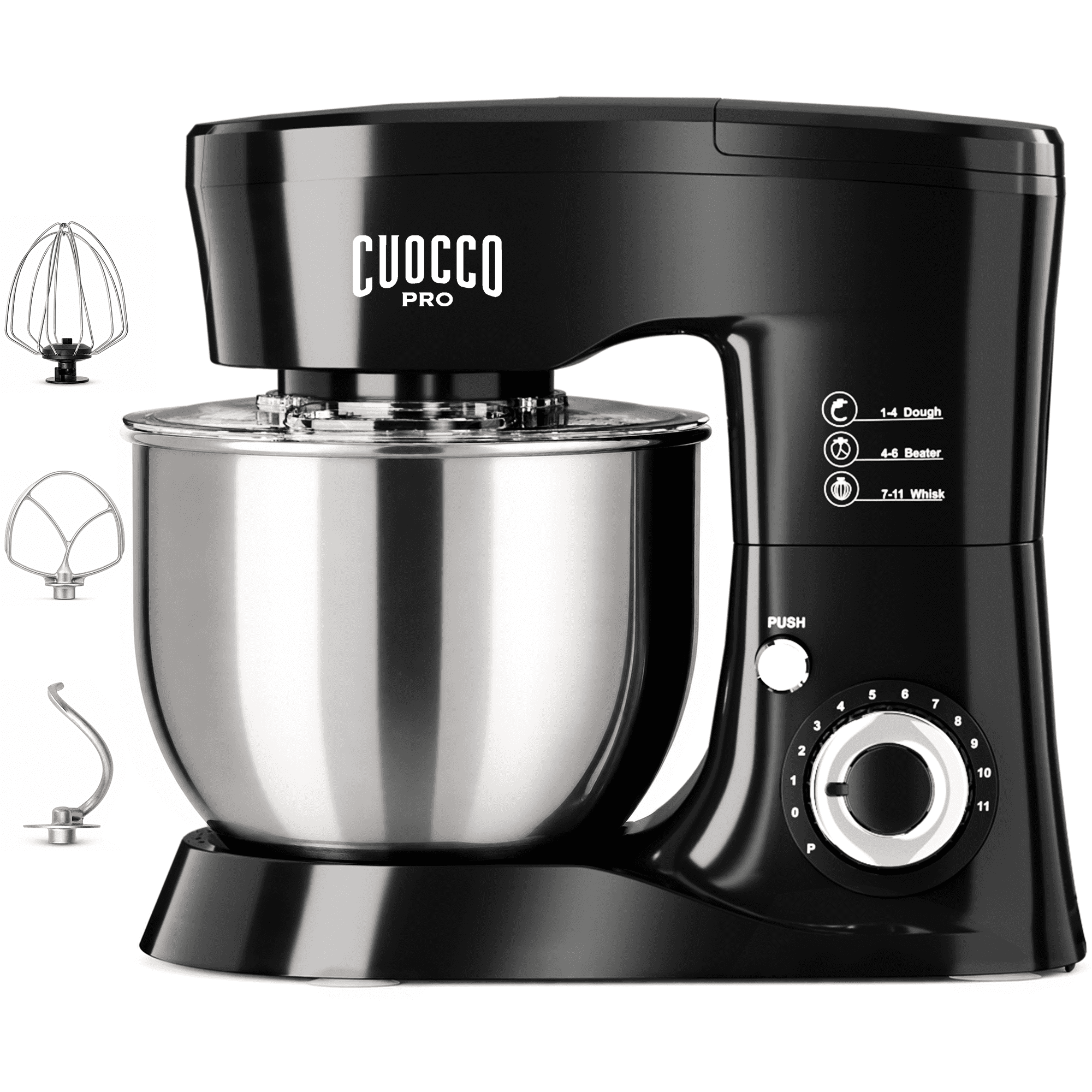 CUOCCO PRO 5.5 Qt Stand Mixer, Mixers for Kitchen, Handles Up to 800g/1.76 lb Dry Flour, 1000W Peak, 11 Speeds + Pulse, Dough Hook, Beater & Whisk for Bread & Pizza, Cake & Cookies