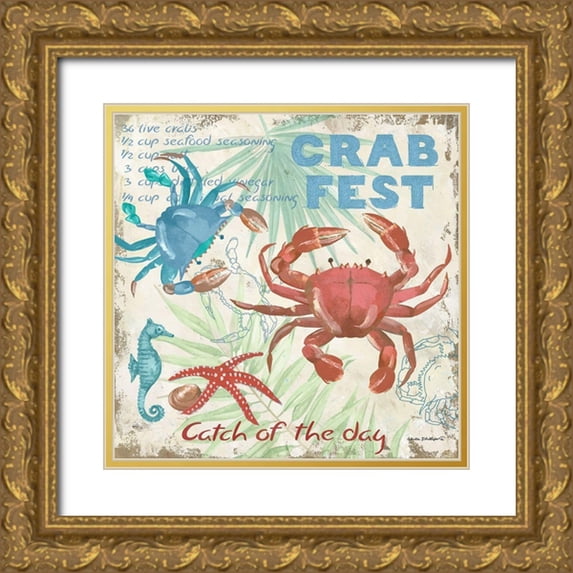 Phillips, Anita 12x12 Gold Ornate Wood Framed with Double Matting Museum Art Print Titled - Crab Fest