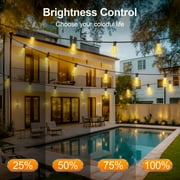Outdoor String Led Patio Lights, 100Ft Waterproof Light 28 Bulbs+2 Spares with Remote Dimmable ST38 Shatterproof Bulb, for Backyard Yard Porch Party