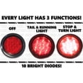 thumbnail image 3 of 4 Inches Round (6) Red 10 LED Stop Turn Tail Light Brake Flush Truck Trailer 3 Pairs, 3 of 7