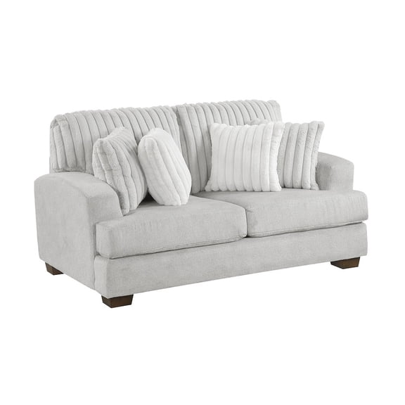 Lexicon Santiago Microfiber 2pc Set: Sofa, Loveseat in Light Gray