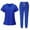 Royal Blue #025, variant on Mohiass Scrub Sets for Woman Drawstring V Neckline Medical Nursing Uniform Soft Stretch Scrubs Top and Jogger Pants with Pockets Black S