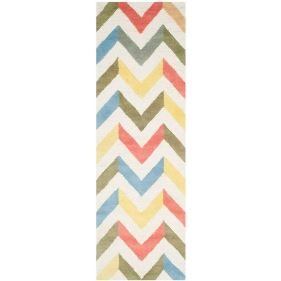 SAFAVIEH Cambridge Percival Geometric Wool Runner Rug, Ivory/Multi, 2'6" x 8'