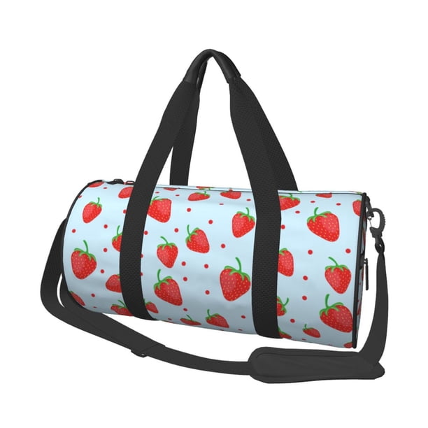 Balery Strawberry Bolsa de Gimnasio para Mujeres y Hombres, Bolsa de Viaje Impermeable, Bolsa de Fin de Semana con Compartimento para Zapatos y Bolsillo Húmedo