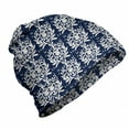 thumbnail image 1 of Acanthus Unisex Beanie, Classic Botanical Motif, Hiking Outdoors, Night Blue and Eggshell, by Ambesonne, 1 of 1