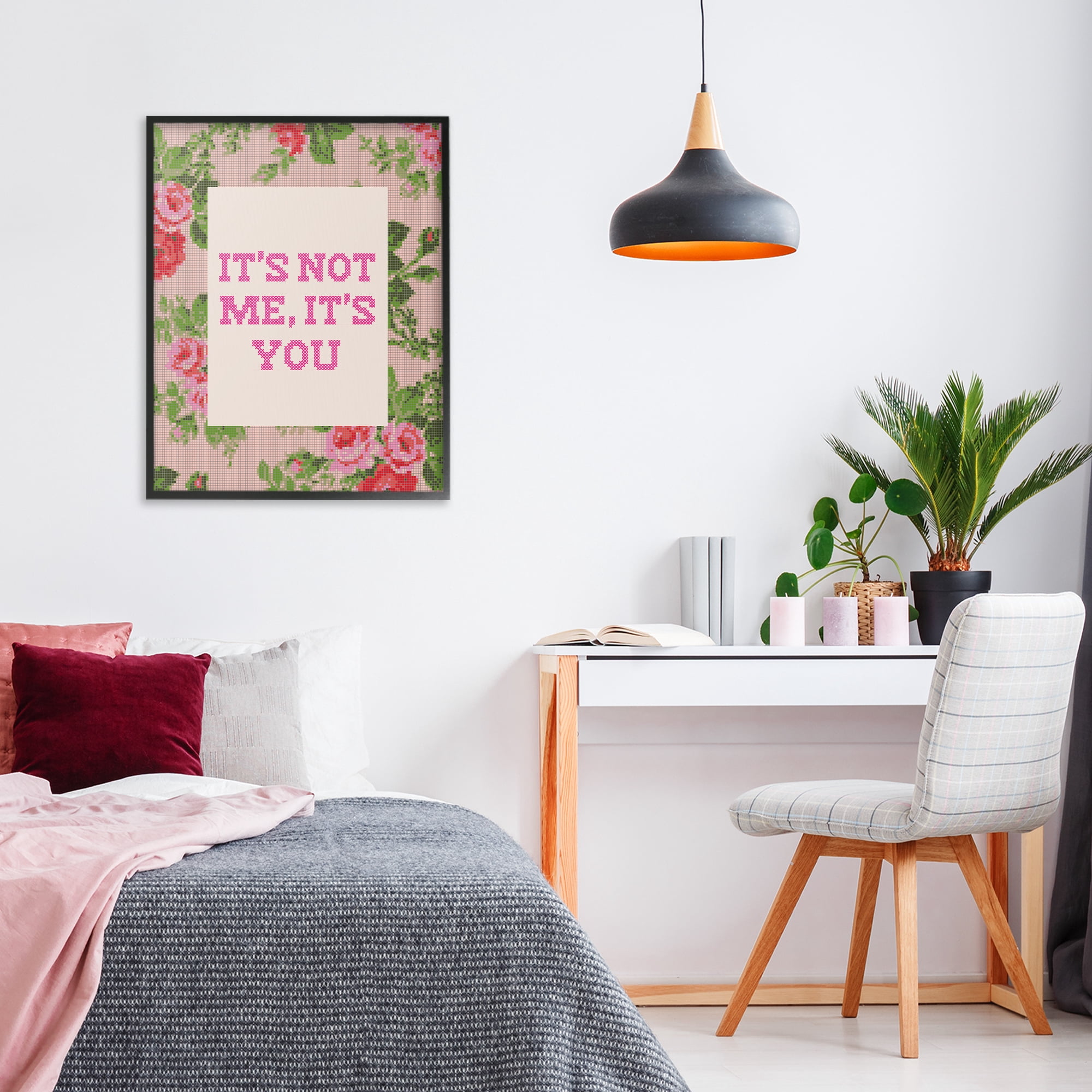 Stupell Industries Not Me It's You Faux Cross Stitch Black Framed Giclee Art, design by Lil' Rue