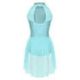 thumbnail image 4 of TiaoBug Figure Skating Dress for Women Ballet Lyrical Dance Dress Flower Applique Gymnastics Leotard Dancewear Light Blue S, 4 of 5