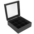 thumbnail image 4 of Caja de almacenamiento de madera, 9 rejillas, aceite esencial, trabajo hecho a mano, creatividad, suministros de embalaje transparentes, color negro, 4 of 5