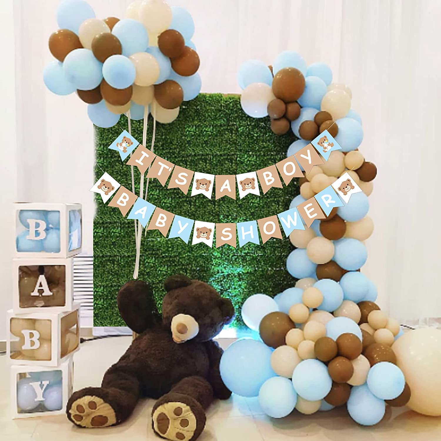 Customizable teddy bear garland 2m - Baby shower decoration