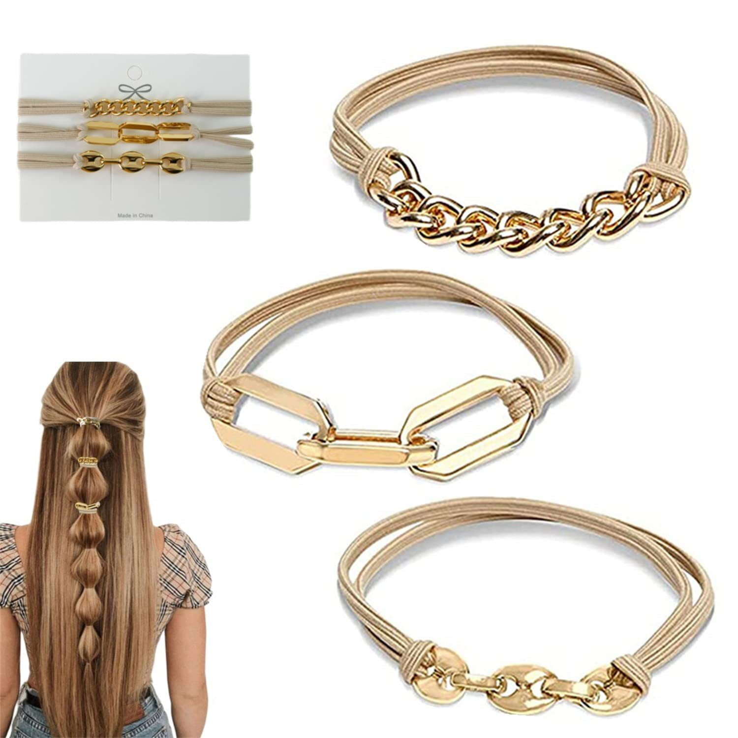 Neasyth Bracelet Hair Ties With Beige Black Elastic, Looks Cute On Your
