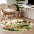 thumbnail image 4 of Small Round Rug 3Ft Washable Non-Slip, Spring Floral Circle Area Rugs for Living Room Bedroom, Birds Cabin Daisy Watercolor Botanical Farmhouse Indoor Floor Mats Carpet Runner for Home Decor, 4 of 8