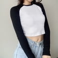 thumbnail image 3 of New Spring and Summer Women‘s Contrast Color Solid Color Sexy Short Sleeve Navel-Exposed Yoga T-Shirt, 3 of 7