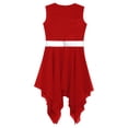 thumbnail image 6 of iixpin Kids Girls Metallic Liturgical Praise Dance Dress Sleeveless Lyrical Ballet Dance Dresses Performance Costume Red 16, 6 of 7
