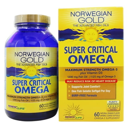 Chi Omega Block - ReNew Life - Norwegian Gold Ultimate Fish Oils Maximum Strength Omega-3 Super Critical Omega Natural Orange Flavor 1200 mg. - 60 Fish Softgel(s)
