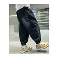 thumbnail image 4 of RMGVDSD Boys Baggy Cargo Pants Trendy Wide Leg Cargo Jeans Loose Elastic Waist Denim Pants Trousers For Kids Regular Fit Jeans 4-5 Years/Black, 4 of 5
