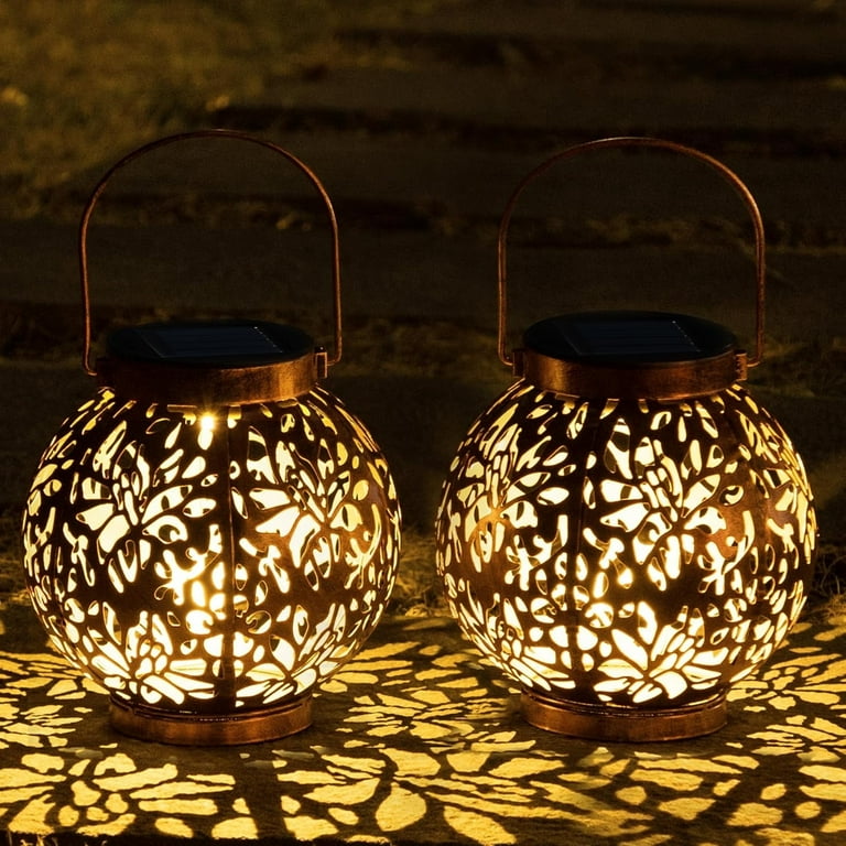 Joyfy Solar Hanging Lanterns, 2 Pack Bronze Moroccan photo 1