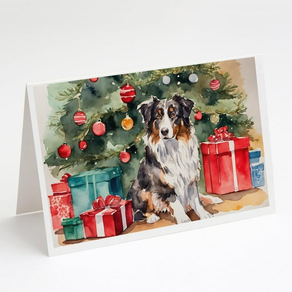 Australian Shepherd Christmas Greeting Cards and Envelopes Pack of 8 7 in x 5 in