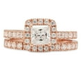 thumbnail image 5 of 2.01 ct Princess Cut Real Genuine Natural Diamond SI1-SI2 J-K 18K Rose Gold Halo Engagement Wedding Bridal Set Designer Ring bW/ Set size 8.5, 5 of 7