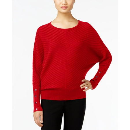 Alfani Petite Ribbed Dolman-sleeve Sweater - Petities - L - WINE