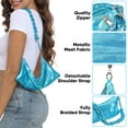thumbnail image 3 of HDE Women's Metallic Mesh Evening Bag Braid Knotted Shoulder Purse Blue, 3 of 6