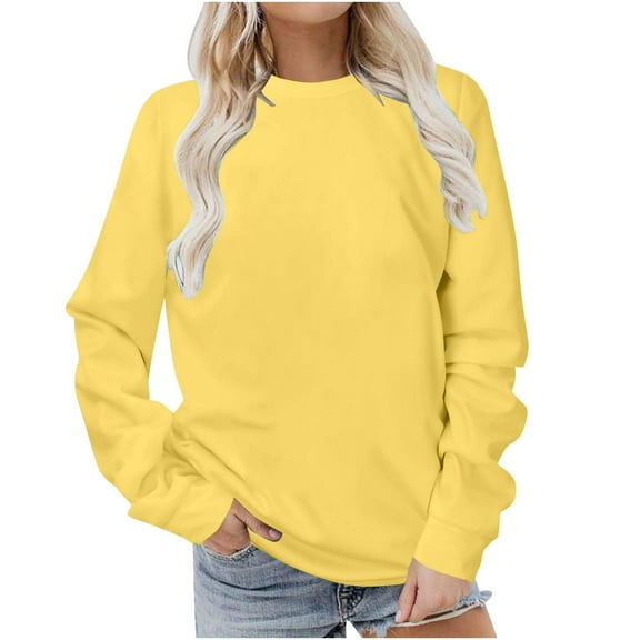 aidice Plus Size Sweatshirts for Women Crewneck Loose Long Sleeve Blouses Solid Color Pullover Tops