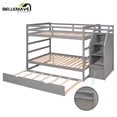thumbnail image 5 of BELLEMAVE Full over Full Bunk Beds for Kids, Full Size Bunk Bed with Trundle, Storage Stairs and Full-Length Guardrail, Wood Bunk Bed for Kids, Tenns(Gray), 5 of 12