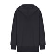thumbnail image 4 of Women's Casual V-neck Pullover Long-sleeve Solid Color Fleece-lined Hooded Sweatshirt Top, Warm and Comfortable Hoodie for Winter Season,Black,XL, 4 of 6