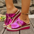 thumbnail image 6 of Wensltd Women Wide Width Sandals Wedge Solid Color Summer Sandals Comfortable Wedge Heel Casual Outdoor Walking Shoes, 6 of 9