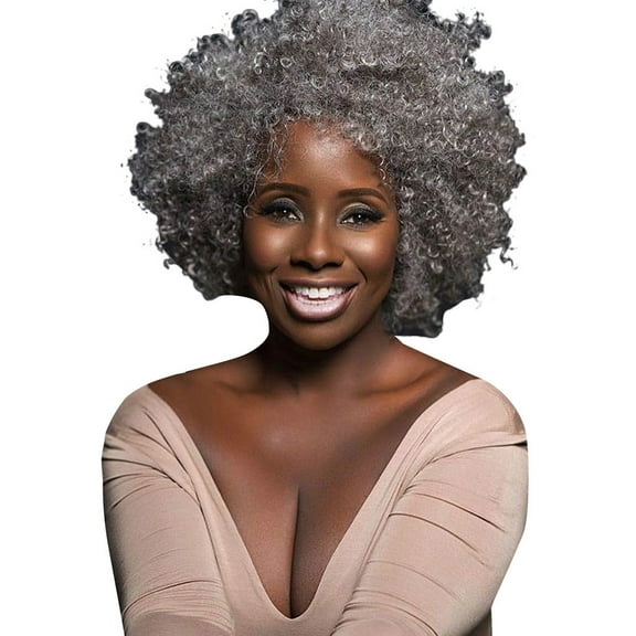 Women's Fashion Wig Silver Synthetic Hairshort Wigs hair Wave Wig(2Pack)