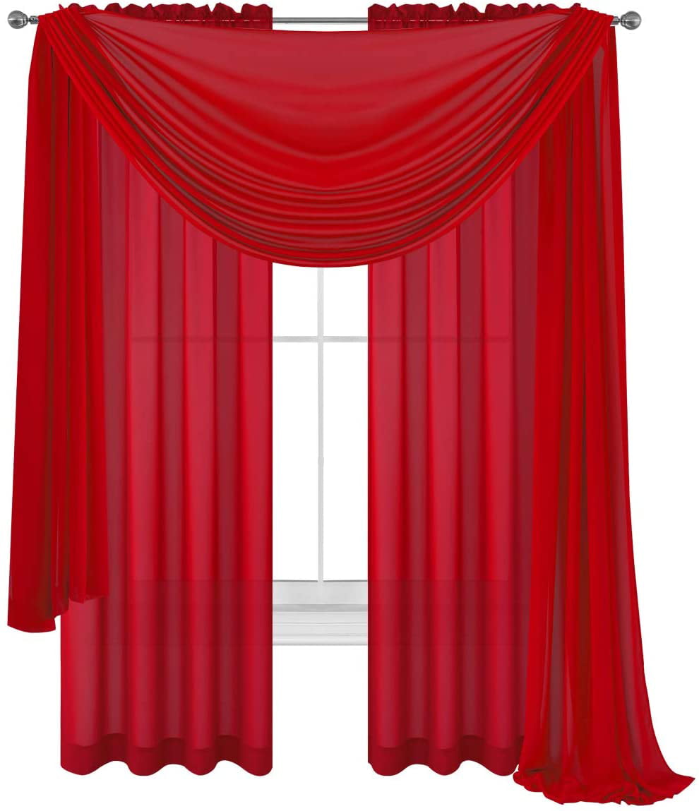 Red Drape/Panels/Scarves/Treatment Beautiful Sheer Voile Window