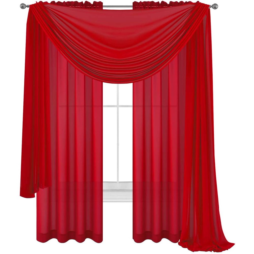 Red Drape/Panels/Scarves/Treatment Beautiful Sheer Voile Window