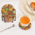 thumbnail image 3 of Yayeee 6 PCS Drink Coasters with Holder Set Woven Absorbent Round Tabletop Hot Pad, Retro Autumn Leaves, 3 of 7