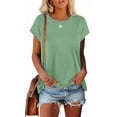 thumbnail image 2 of Womens Tops Dressy Casual Sexy Summer Blouses Tshirts Shirts Graphic Vintage V Neck Basic Tees Fitted V Neck, 2 of 7
