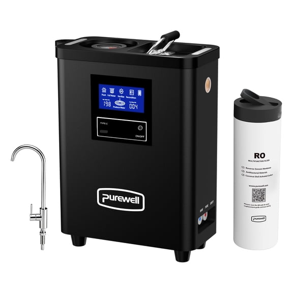 Purewell Countertop Reverse Osmosis Water Filter System, TDS Reduction, 10-Stage Water Filter,Automatic Flushing, UV Sterilization(black)